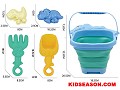 5PCS SUMMER OUTDOOR PLAY DINOSAUR FOLDING BUCKET WITH TOOLS SAND BEACH TOY SET
