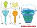 5PCS SUMMER OUTDOOR PLAY SHARK FOLDING BUCKET WITH TOOLS SAND BEACH TOY SET