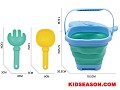 3PCS SUMMER OUTDOOR PLAY SHARK FOLDING BUCKET WITH TOOLS SAND BEACH TOY SET